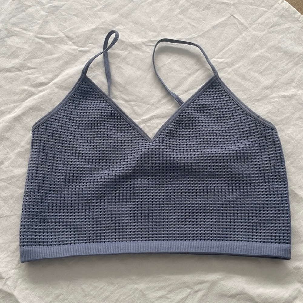 Bozzolo Light Blue textured crop top